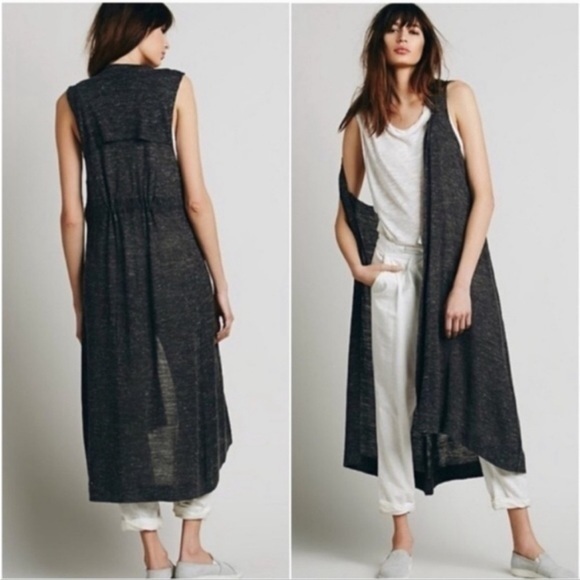 FREE People Maxi Duster Sweater Vest Charcoal Gray Small - Picture 1 of 14